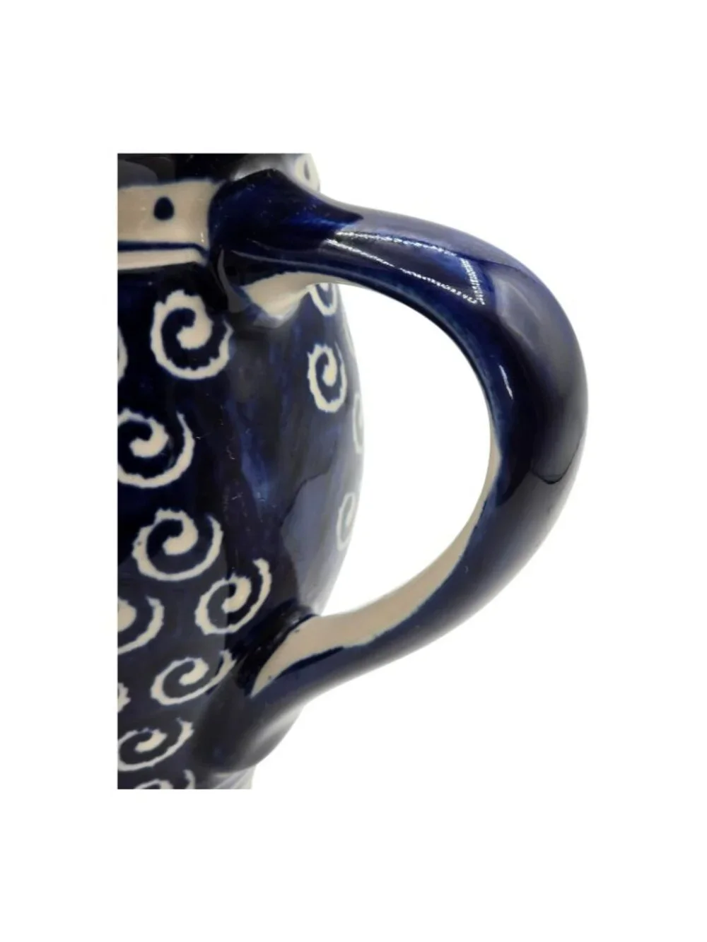 Handmade Polish Pottery Boleslawiec K9 Blue White Swirl Pattern Ceramic Pitcher